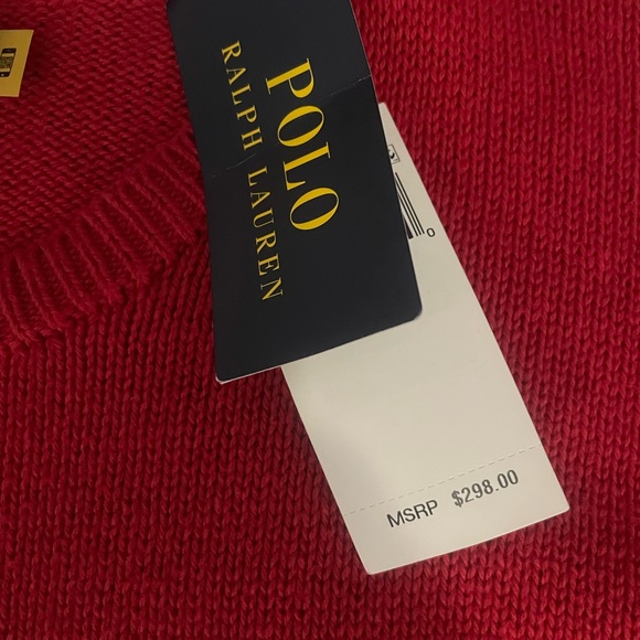 Polo Ralph Lauren Cotton Pocket Sweater Red Sz L - Picture 4 of 9